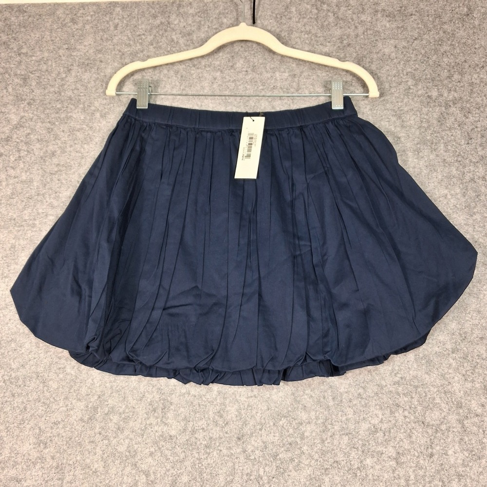 The Drop Lillie Bubble Hem Mini Skirt Women Size S Navy Blue Pleated Casual